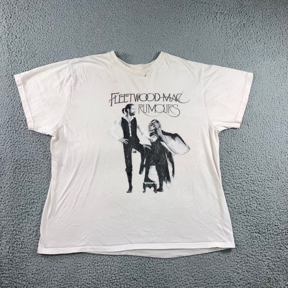 Fleetwood Mac Rumours Graphic Tee Men 2XL Off White S/S Grunge Crewneck 2018